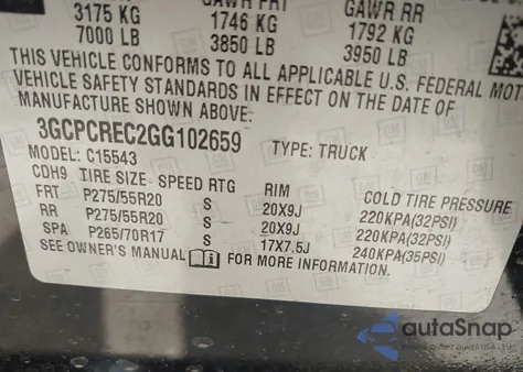 2016 Chevrolet Silverado 1500 1Lt from USA, damaged, VIN 3GCPCREC2GG102659